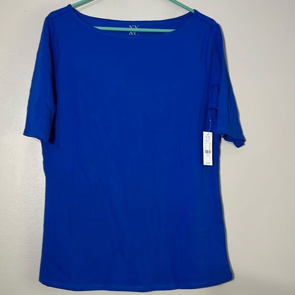 New York & Company Blue Short Sleeve Shirt NWT - Picture 1 of 6